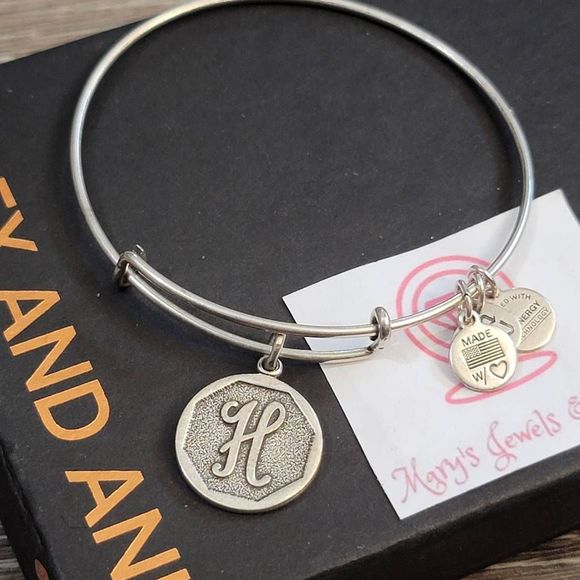 Alex and Ani letter H initial charm bracelet - Picture 2 of 3